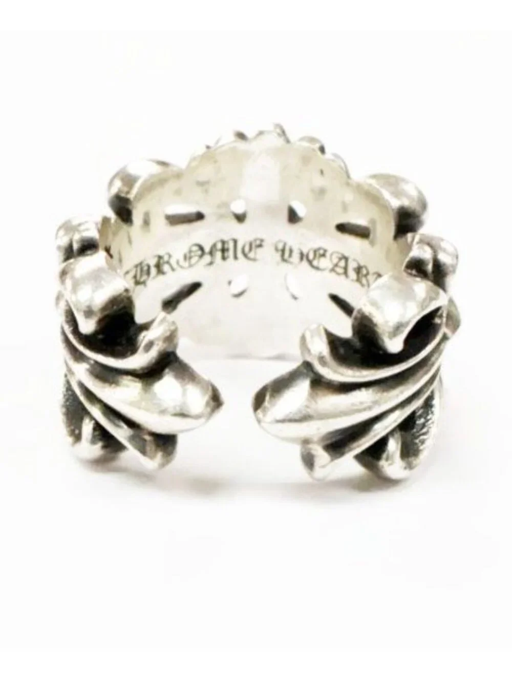 Chrome Hearts Dbl Flrl Crs Double Floral Cross Ring Silver